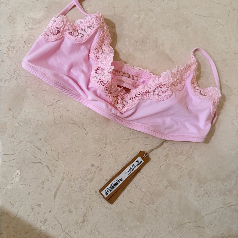 SKIMS Pink Lace Bralette